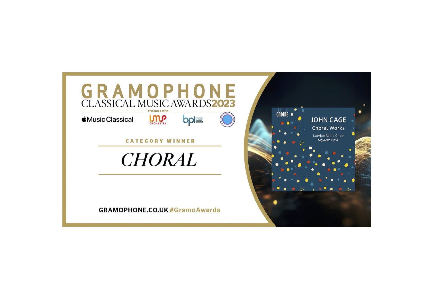 Latvijas Radio koris saņēmis ‘‘Gramophone’’ balvu